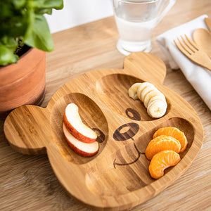 Bamboo Plate with Suction Base - Teddy Bear