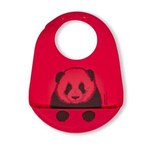 Bavoir en silicone - Panda - rouge